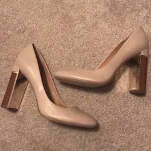 Calvin Klein nude gold heels
